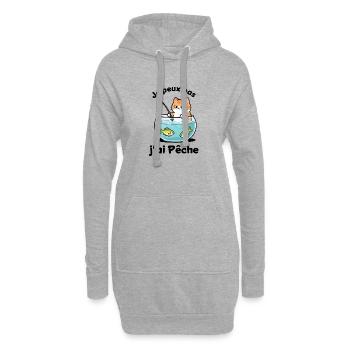 Chat pêcheur dans l'aquarium - Sweat-shirt à capuche long Femme - gris chiné - Devant