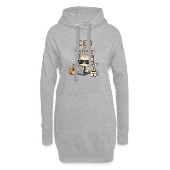 PDG de Catpital | Motif drôle de chat - Sweat-shirt à capuche long Femme - gris chiné - Devant