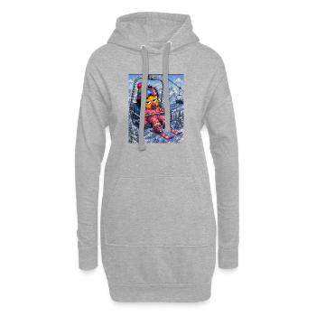 Buntes Skifahrer-Baby in den Alpen - Hoodie-Kleid - Grau meliert - Vorne