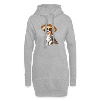 Chien Border Collie Sombrero Drôle - Sweat-shirt à capuche long Femme - gris chiné - Devant