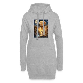 Hurler vers le mème de la lune Chien animal Labrador - Sweat-shirt à capuche long Femme - gris chiné - Devant