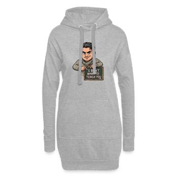 Je ne veux pas t’apprendre l’humour de professeur - Sweat-shirt à capuche long Femme - gris chiné - Devant
