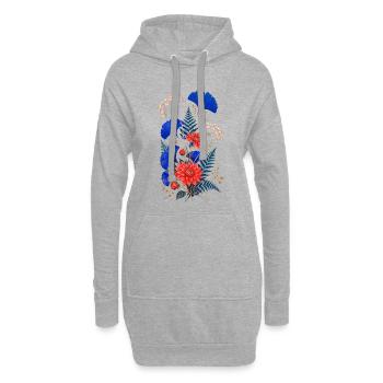 Fleurs Bleues et Dahlias Sauvages - Sweat-shirt à capuche long Femme - gris chiné - Devant