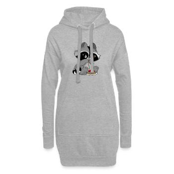 Snuggles der Waschbär mit einem Teller Pasta. - Hoodie-Kleid - Grau meliert - Vorne