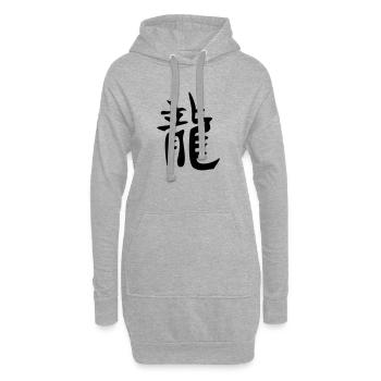 Drachen - Kanji - Hoodie-Kleid - Grau meliert - Vorne