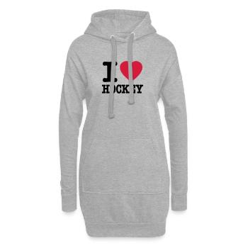 i love hockey - Sweat-shirt à capuche long Femme - gris chiné - Devant