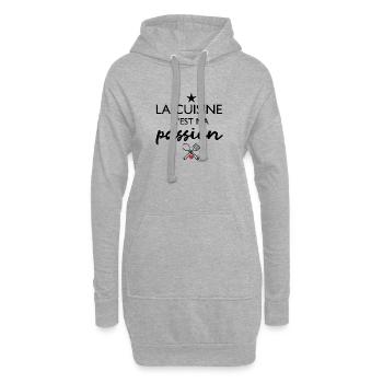 La Cuisine c'est ma Passion - Cadeau Humour - Sweat-shirt à capuche long Femme - gris chiné - Devant