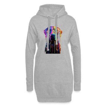 Chien arc-en-ciel - Sweat-shirt à capuche long Femme - gris chiné - Devant