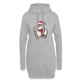 Lama alpaga Père Noël - Sweat-shirt à capuche long Femme - gris chiné - Devant