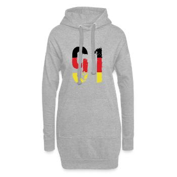 91 Numéro Allemagne Maillot - Sweat-shirt à capuche long Femme - gris chiné - Devant
