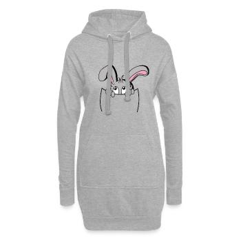 Lapin mignon dans poche, so cute! - Sweat-shirt à capuche long Femme - gris chiné - Devant