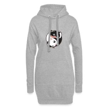 Yin Yang Katze Hund schwarz-weiß - Geschenkidee - Hoodie-Kleid - Grau meliert - Vorne