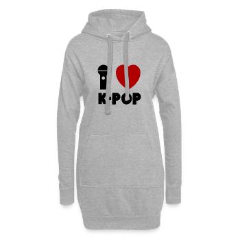 J’adore K-Pop Karaoke Heart - Sweat-shirt à capuche long Femme - gris chiné - Devant