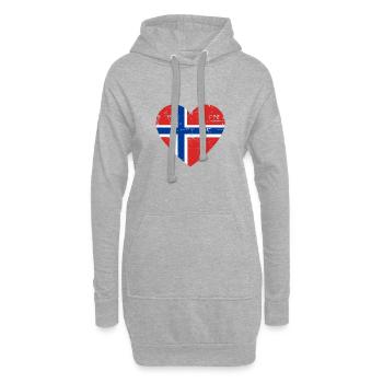 Drapeau du cœur de Norvège - Sweat-shirt à capuche long Femme - gris chiné - Devant