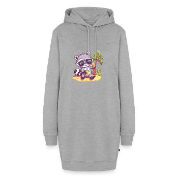 Waschbär Bier Lustig Saufen - Hoodie-Kleid - Grau meliert - Vorne