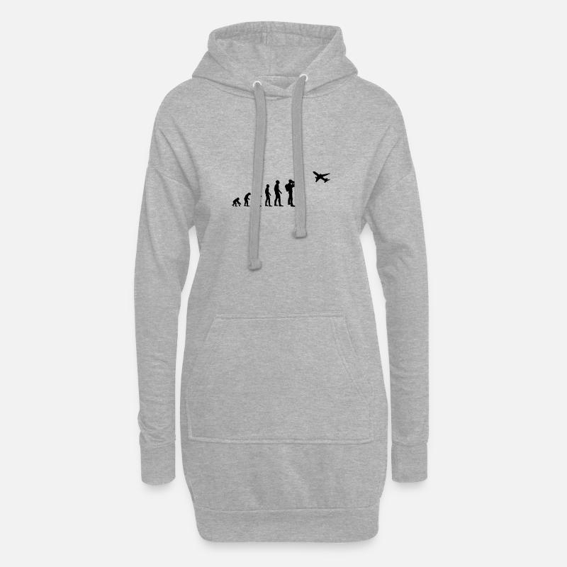 Flugzeug Planespotter Evolution Fotograf Geschenk - Hoodie-Kleid - Grau meliert