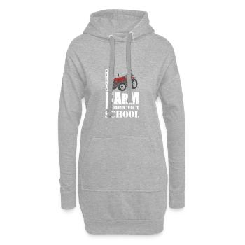 Né à la ferme obligé d'aller à l'école t-shirt - Sweat-shirt à capuche long Femme - gris chiné - Devant