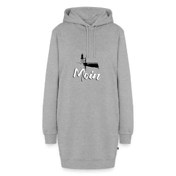 Moin for northern lights with Obereversand lighthouse - Hoodie Dress - heather grey - Front