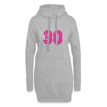 30. 30 ANS. 30e ANNIVERSAIRE. ANNIVERSAIRE 30 ANS. - Sweat-shirt à capuche long Femme - gris chiné - Devant