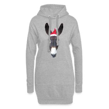 Esel Weihnachten - Hoodie-Kleid - Grau meliert - Vorne