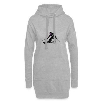 Ski Fahren Skiing Frau Symbol - Hoodie-Kleid - Grau meliert - Vorne