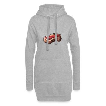 Steak Filet Pixel Gamer - Hoodie-Kleid - Grau meliert - Vorne