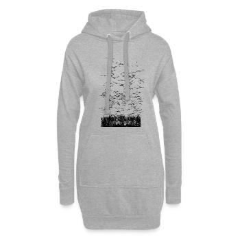 Oiseaux migrateurs floquent Oiseaux d’hiver - Sweat-shirt à capuche long Femme - gris chiné - Devant