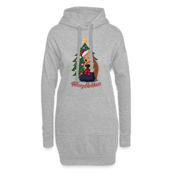 Ours polaire de Noël - Drôle de cadeau d’animal mignon de Noël - Sweat-shirt à capuche long Femme - gris chiné - Devant