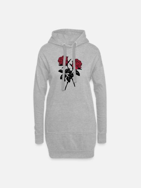 Rosen - Hoodie-Kleid - Grau meliert