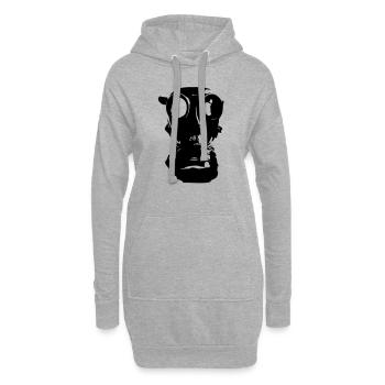 masque à gaz, le crâne, le crâne, la protection - Sweat-shirt à capuche long Femme - gris chiné - Devant