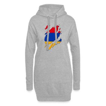 Armenien Flagge zerrissenes Motiv - Hoodie-Kleid - Grau meliert - Vorne
