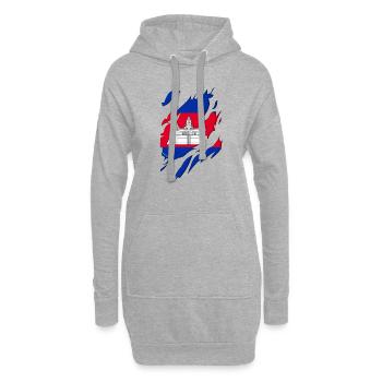 Kambodscha Flagge zerrissenes Motiv - Hoodie-Kleid - Grau meliert - Vorne