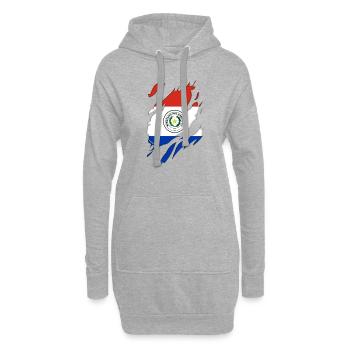 Paraguay flag torn motif - Hoodie Dress - heather grey - Front