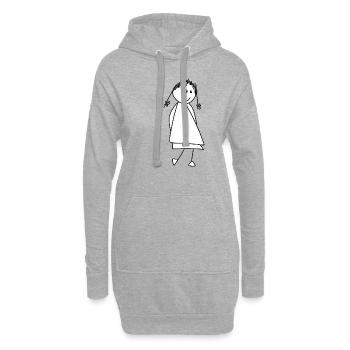 Fille, poupée, bonhomme allumette, cadeau, drôle, cool, - Sweat-shirt à capuche long Femme - gris chiné - Devant