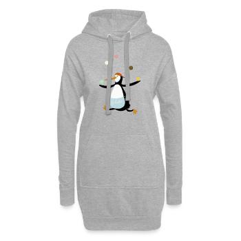 Pinguin jongliert Eis - Hoodie-Kleid - Grau meliert - Vorne