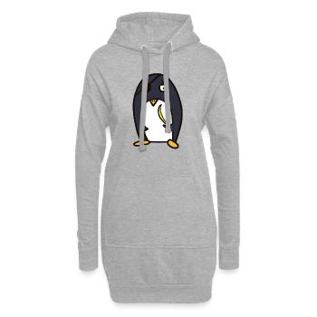 Pirat - lustiger Pinguin - Hoodie-Kleid - Grau meliert - Vorne