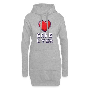 Game Over violet - Sweat-shirt à capuche long Femme - gris chiné - Devant