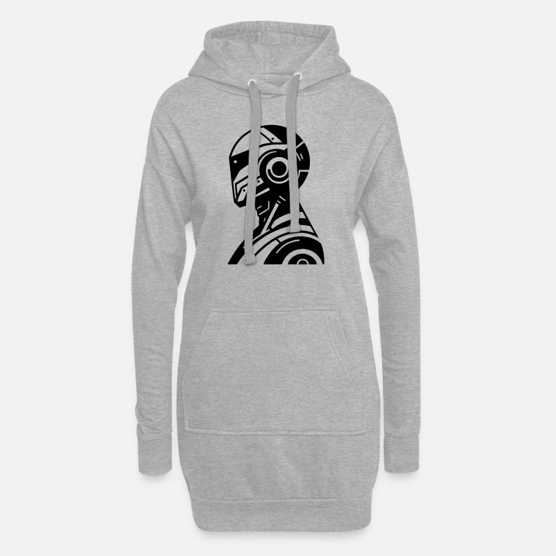 Roboter - Hoodie-Kleid - Grau meliert