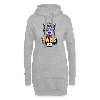 Suisse 2025 Alpaga Party Vacances Suisse - Sweat-shirt à capuche long Femme - gris chiné - Devant