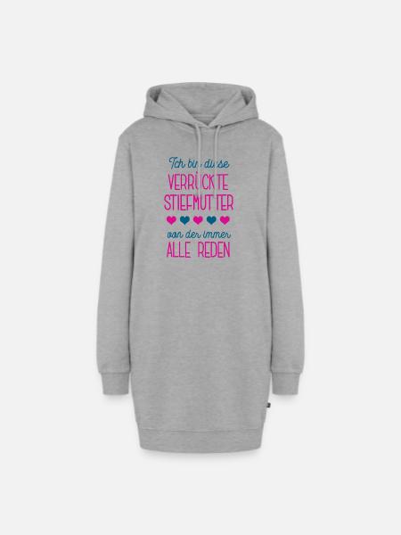 Verrückte Stiefmutter Stiefmama Ehefrau Partnerin - Hoodie-Kleid - Grau meliert