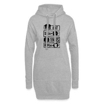 Eat Sleep Tennis Repeat - Tennisschläger Ballsport - Hoodie-Kleid - Grau meliert - Vorne