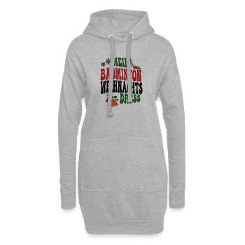 Badmintonerin Weihnachten Badminton Spielerin XMAS - Hoodie-Kleid - Grau meliert - Vorne