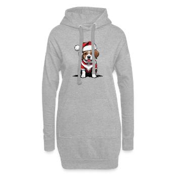 Père Noël chien Père Noël Cadeau chien - Sweat-shirt à capuche long Femme - gris chiné - Devant