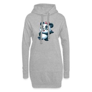 panda 5 - Sweat-shirt à capuche long Femme - gris chiné - Devant