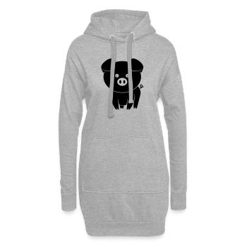 Niedliches kleines Schweinchen - Hoodie-Kleid - Grau meliert - Vorne