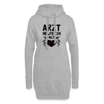 Arzthelferin mit Herz Geschenk - Hoodie-Kleid - Grau meliert - Vorne