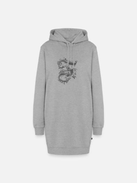 kunstvolle Kalligraphie Buchstabe F - Hoodie-Kleid - Grau meliert