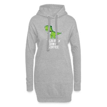 Thé Rex drink Coffee - funny Design - Sweat-shirt à capuche long Femme - gris chiné - Devant