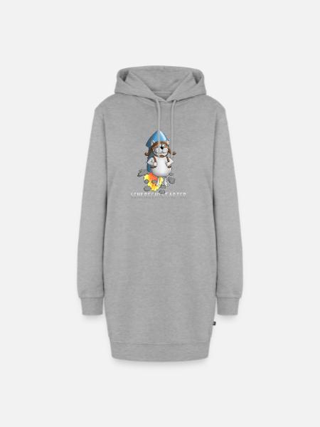 Lustige Rakete - Abheben - Start - Hoodie-Kleid - Grau meliert