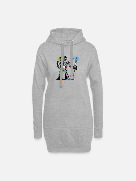 Roboter mit einem Pinsel - Hoodie-Kleid - Grau meliert